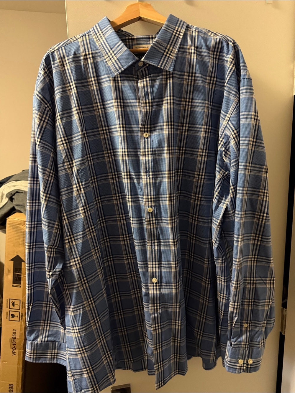 Jos. A. Bank Blue and White Plaid Button-Down Shirt